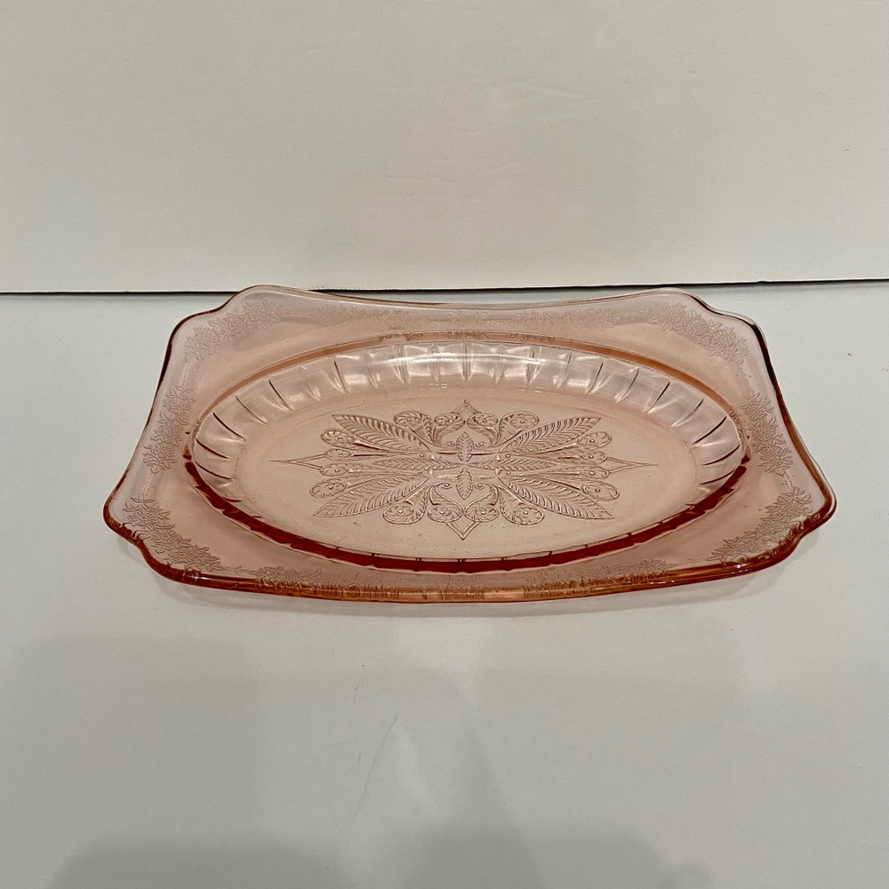 Vtg JEANNETTE Adams Pink Pattern 1930S Depression Glass Serving Platter Retro